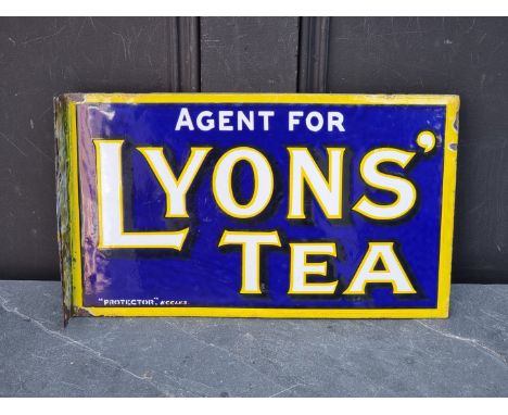 Advertising: a vintage enamel double-sided 'Lyons' Tea' sign, 23 x 38.5cm. 
