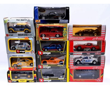 Bburago, Guiloy, Majorette, Maisto and similar, a boxed 1:24 Scale group to include 103 Mercedes 300 SL, 4203 Lamborghini Cou