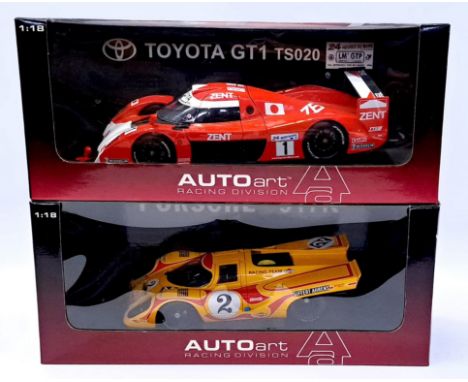 Autoart, a boxed 1:18 Scale pair to include 89986 Toyota TS020 Le Mans 24th 1999 "M.Brundle/E.Collard/V.Sospiri #01" and 8003
