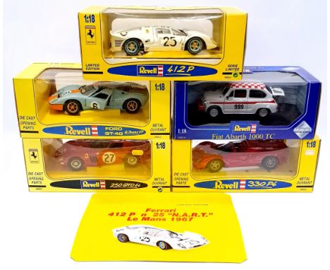 Revell Jouef Evolution and similar, a boxed 1:18 Scale group to include 48823 Ferrari 250GTO 64, 48831 412 P, 48822 Ferrari 3