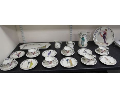 A Villeroy & Boch Design 1900 twenty five piece tea and coffee service, with varying Art Nouveau style designs to each item, 