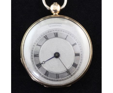 A mid 19th century continental gold key wind pocket watch, signed on cuvette, Giteau, Palais Royal, with hobnail engraved sil
