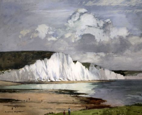 § Norman Wilkinson (1878-1971)watercolour,'The Seven Sisters',signed, 1963 RI Exhibition label verso,20 x 24.5in.