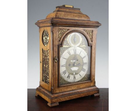 A George II walnut bracket clock, William Devis, London, the eight day verge movement quarter repeating on six bells and havi