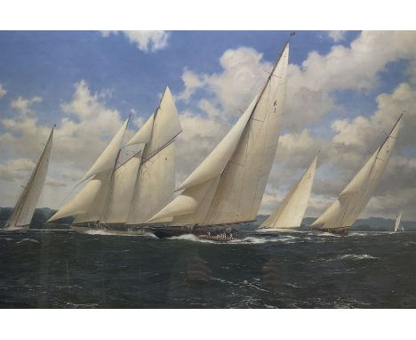 John Steven Dews (British 1949-): J Class Yachts Racing off The Coast, limited edition colour print signed and numbered 294/4