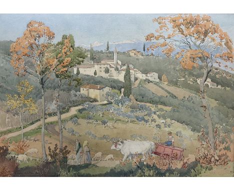 Alexander Gair Wilkinson (British 1882-1957): 'Autumn Day in Tuscany', watercolour signed and dated 1932, 'Fine Art Society' 