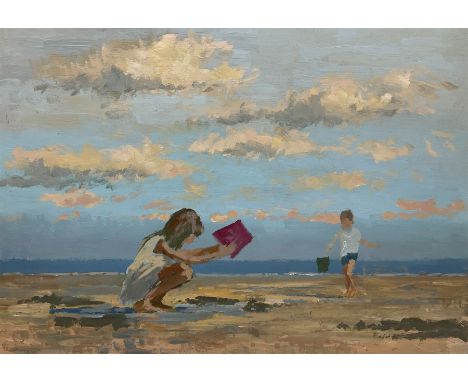 William Burns (British 1923-2010): 'Beach Fun', oil on board unsigned, titled verso 36cm x 51cm (unframed)Provenance: direct 
