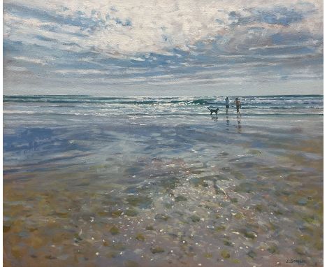 Laurence Dingley (British 1959-): 'Evening Light North Cornwall', oil on canvas signed 49cm x 60cm
