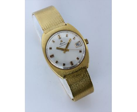 GOLDENE ALPINA ARMBANDUHRGehäuse und Band 750/000 Gelbgold. Automatik-Werk, L.20,5cm, Brutto ca. 90,05g. Intakt, leichte Druc