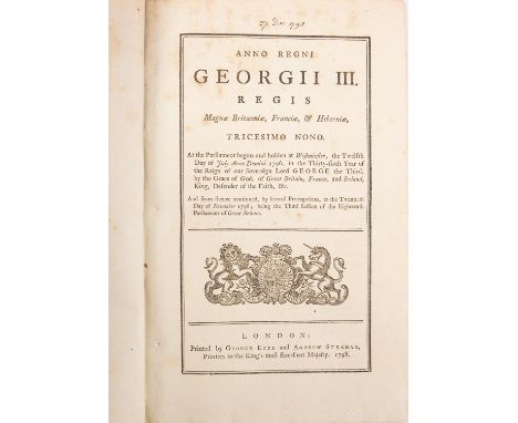 ACTS OF PARLIAMENT. Georgii III Regis... At the Parliament begun and holden at Westminster, the Twelfth Day of July Anno Domi