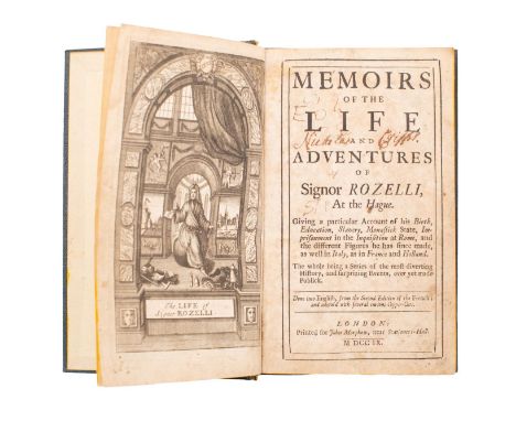 [OLIVIER, J., Abbé] Memoirs of the Life and Adventures of Signor Rozelli, At the Hague...Done into English, from the Second E