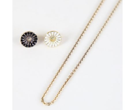 GEORG JENSEN - a group of Vintage Danish jewellery, comprising vermeil sterling silver chain necklace, and an odd pair of dai