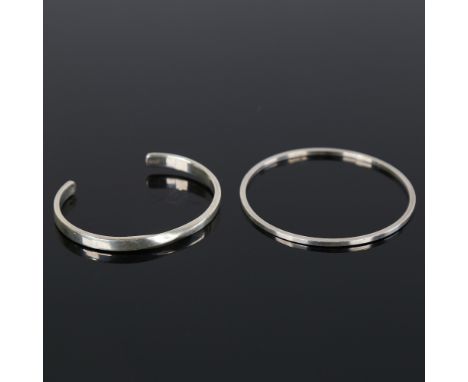 JENS JOHS AAGAARD - a Vintage Danish stylised sterling silver twist torque bangle, internal length 6cm, internal height 4.5cm