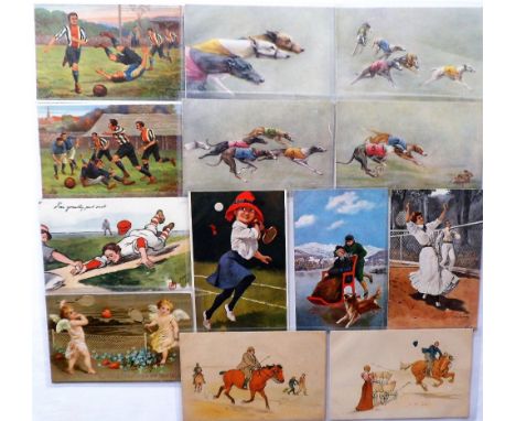 Postcards, Sport, a mixed selection of 29 artist-drawn cards relating to various sports including Tuck published 'Sport' seri