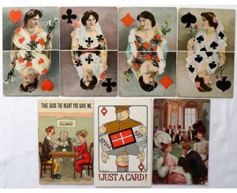 Postcards, Playing cards, a selection of 29 cards depicting playing cards including Tuck Oilette series 937p (4), McGill (2),