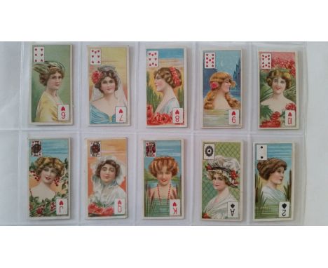 WILLS, Beauties, playing card inset, complete, Scissors issue, red lattice back, P (1), rest few FR, mainly G, 52