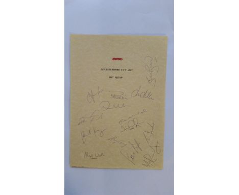 CRICKET, signed team sheets, inc. Leicestershire 2007 (14 signatures), Stuart Broad, R Singh, Mark Rosenberry; Sussex 2008 (1