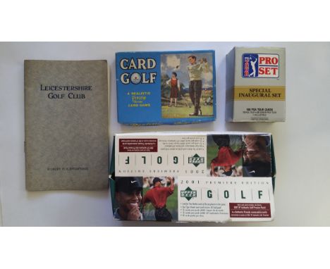 GOLF, mixed selection, inc. Pepys golf card games, Fax Pax, Pro Set PGA Golf set, Upper Deck inc. Tiger Woods, Leicester Golf