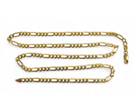 A 9ct open gold link necklace, with one large and three small ring design alternating, 59cm long, 16.3g . 