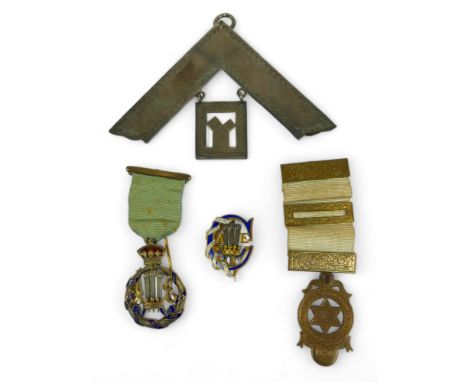 Royal Masonic Institution for Boys, 1892, a gilt-silver and enamel badge by Spencer, London, Prince of Wales’ feathers flanke