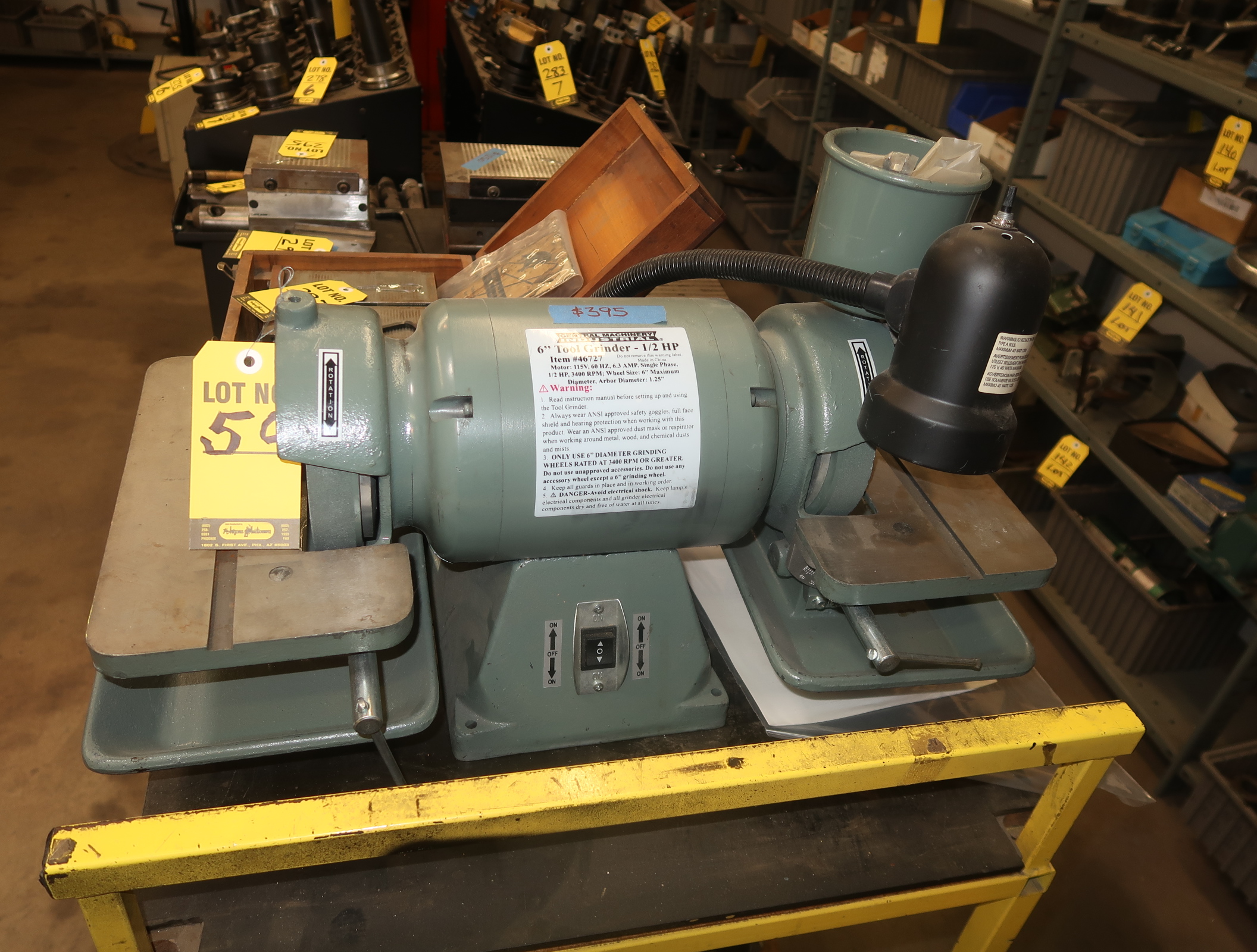 CENTRAL MACHINERY INDUSTRIAL 6" TOOL GRINDER 1/2HP 115V MDL. 46727