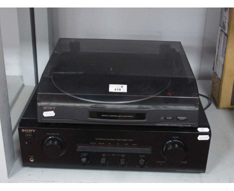 Sony TA-FE370 Integrated Stereo Amplifier, Sony PS-LX49P automatic turntable. (both untested).