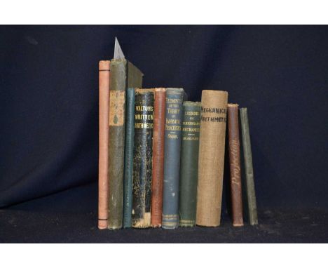 Arithmatic interest: various titles: FRANK R BARRELL: ELEMENTARY GEOMETRY, New York, Longmans, 1903, First edition; ALFRED J 