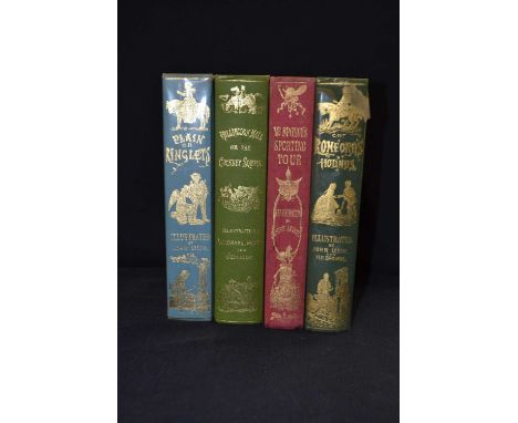 Hunting interest: 4 volumes: PLAIN OR RINGLETS, ILLUSTRATED BY JOHN LEECH, light blue buckram with gilt pictorial cover and s