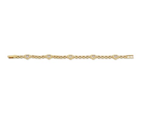 CHOPARD: 'HAPPY DIAMONDS' BRACELETThe brick-link bracelet, set at intervals with glazed heart-shaped links revealing 'floatin