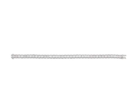 DIAMOND BRACELETSet throughout with baguette and step-cut diamond links, accented by brilliant-cut diamonds,  diamonds approx