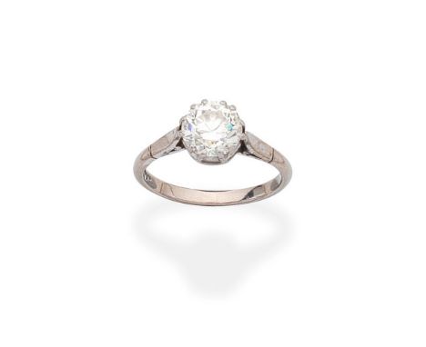 DIAMOND SINGLE-STONE RINGSet with an old brilliant-cut diamond, diamond approx. 1.80cts, ring size approx. M½For further info