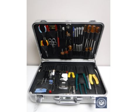 A professional Jensen Tools aluminium tool case with security lock, containing fully stocked pallets of tools in un-used cond
