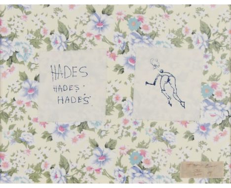 TRACEY EMIN (b. 1963) Framed, signed, dated 2009, numbered 141/200, silkscreen and hand stitching on fabric, 'Hades Hades', 3