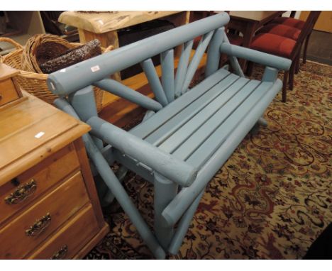 A painted garden bench 