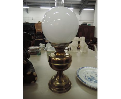 A brass paraffin lamp