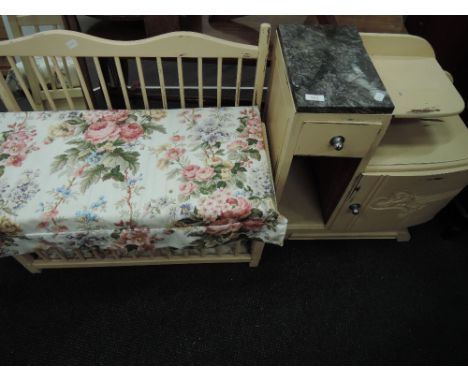 A vintage childs seat and similar side unit