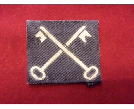 British WWII 2nd Infantry Division cloth printed patch insignia, white on black