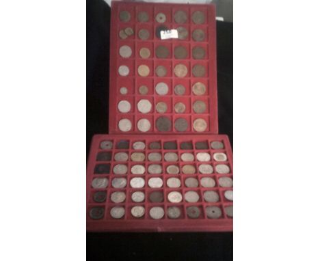 British + Foreign coins on two trays - includes lighter grades (Trays not included)(80+)