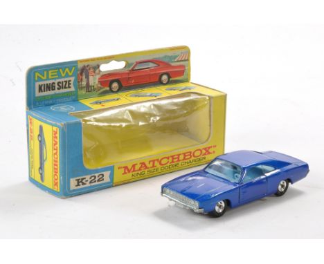 Matchbox Kingsize no. K22 Dodge Charger. Dark blue with light blue interior. Generally excellent with little sign of wear in 