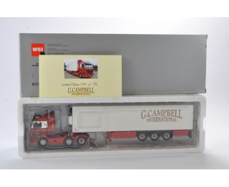 WSI Collectibles 1/50 high detail model truck issue comprising No. 15-1016 Scania Fridge Trailer in the livery of G. Campbell