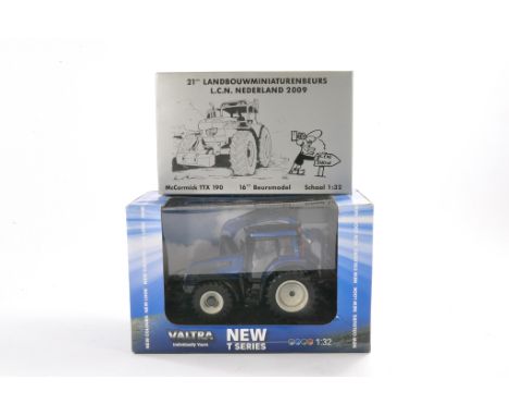 Universal Hobbies Farm Model Issue comprising 1/32 Valtra T163 Series Metallic Blue Tractor plus Siku 1/32 L. C. N. Nederland