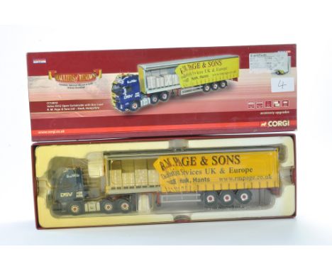 Corgi Model Truck Issue comprising No. CC14018 Volvo FH12 Open Curtainside with box load in the livery of R. M. Page &amp; So