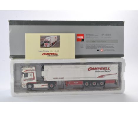 WSI Collectibles 1/50 high detail model truck issue comprising No. 02-1635 DAF XF 105 SSC 4x2 + Reefer trailer. Campbell.  Li