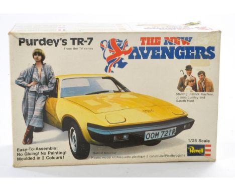 Revell 1/25 plastic model kit comprising Purdeys TR7 from the New Avengers. Contents sealed in bags. 