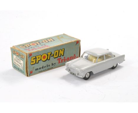 Triang Spot-On No. 100 Ford Zodiac. Grey with cream interior. Generally very good to excellent in good box (flaps repaired on