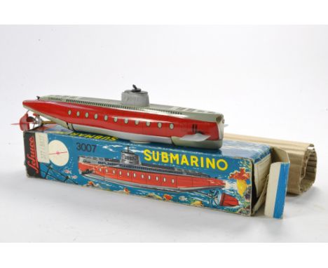 Schuco No. 3007 Mechanical Tinplate 'Submarino'. Generally good, with some signs of wear in fair to good box. 