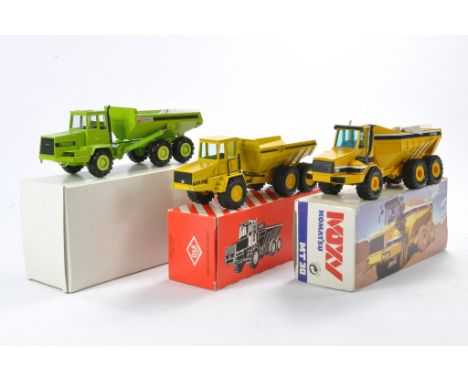Conrad 1/50 construction issue comprising No. 2762 Terex 2566C dump truck plus NZG 1/50 No. 406 Moxy Komatsu MT30 Dump Truck 