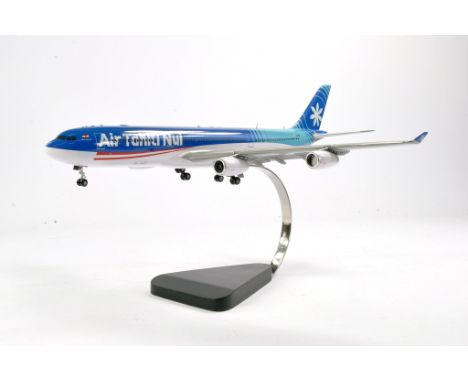Large 1/100 Travel Agent Desk Display Model Aircraft comprising Airbus A340-313 in the livery of Air Tahiti Nui. Generally ve