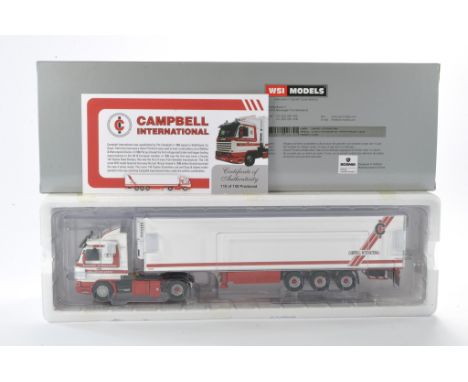 WSI Collectibles 1/50 high detail model truck issue comprising No. 02-2829 Scania 3 Streamline 4 x 2 + Reefer Trailer - 3 Axl