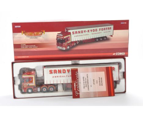 Corgi Model Truck Issue comprising No. CC12940 Scania Topline Curtainside in the livery of Sandy Kydd. Possibly displayed at 